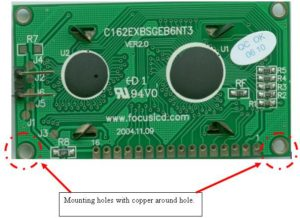 Mounting Holes on PCB LCD Mounting Holes